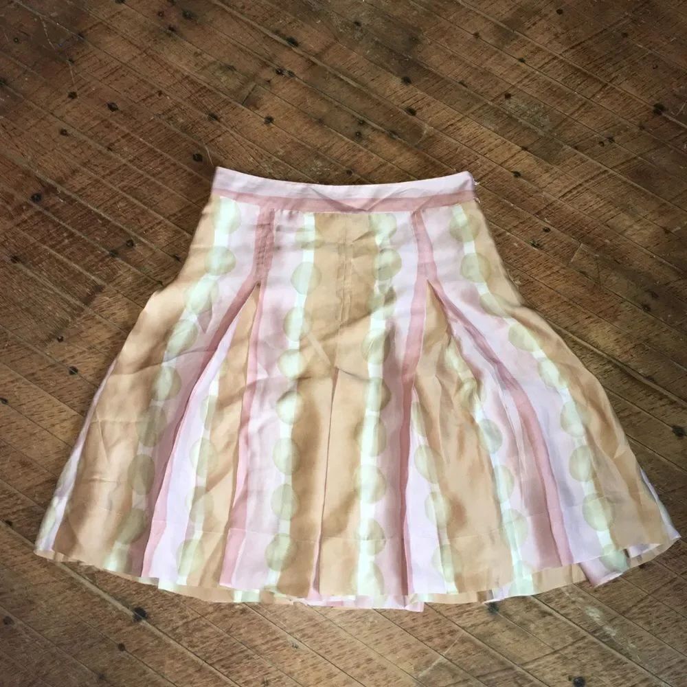 Club Monaco 0 pleated pink and tan silk skirt